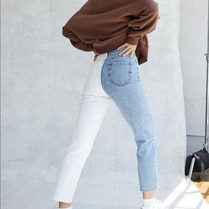 half white half blue pacsun jeans